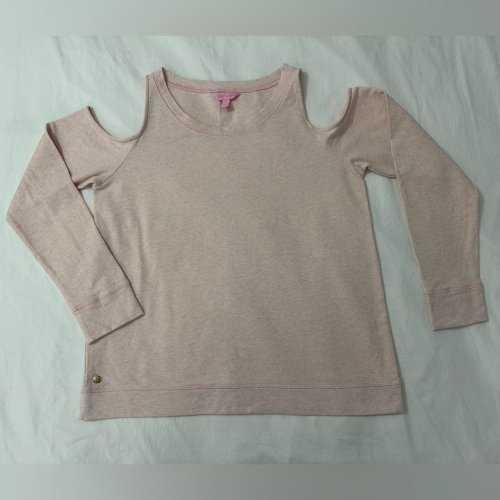 lilly pulitzer Cold Shoulder Sweatshirt Medium Lightweight Heathered Ballet Pink